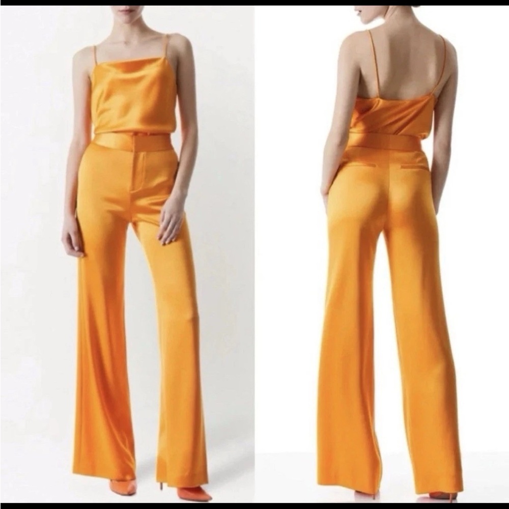Alice + Olivia Bright Orange Wide Leg Trousers